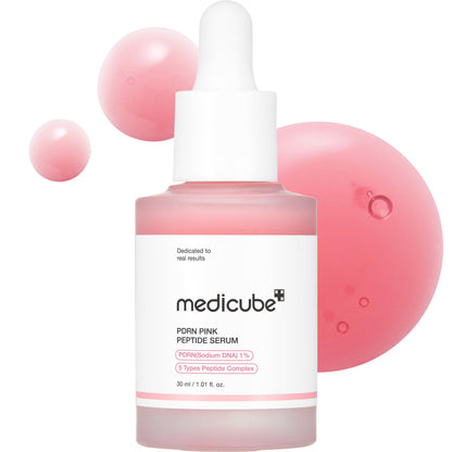 medicube PDRN Pink Peptide Serum with Salmon DNA - Pink Glow Serum with Peptides & Niacinamide for Hydration & Firm-Looking Skin - Uneven Tone Care - Korean Skincare, 1.01 fl. Oz
