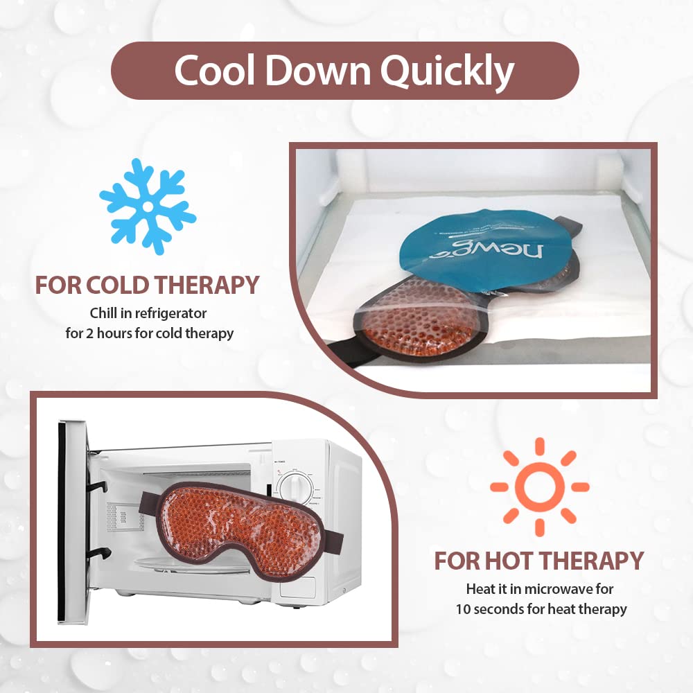 NEWGO Cooling Eye Mask - Cold Ice Pack for Puffy Eyes, Dark Circles, Headache & Stress Relief (Brown)
