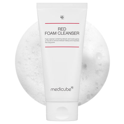 medicube Facial Cleanser Red Foam Cleanser - Daily Gentle Cleansing Foam for Sensitive & Troubled Skin - Deep Cleansing Impurities & Excess Sebum Control - Korean Skincare, 4.23 oz