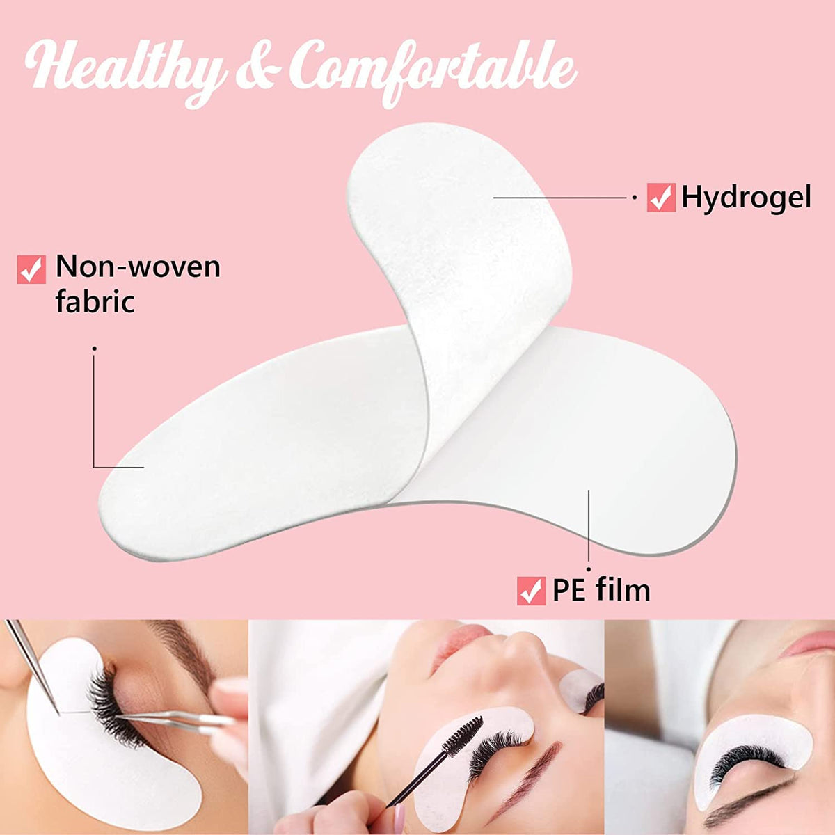 GreenLife Natural Hydrogel Eye Gel Pads - Collagen & Aloe Vera Under Eye Patches for Eyelash Extensions & Skin Care (100 Pairs)