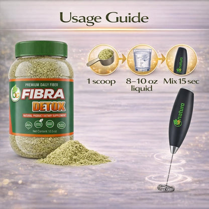 BE Fibra–Premium Daily Fiber Supplement–10.5oz Drink Mix–Rich in Antioxidants & Vitamins A, B12,C & D, Supports Digestive Health & Detox,Plant-Based, Vegan, Non-GMO,Includes Drink Mixer by BexpertsUSA