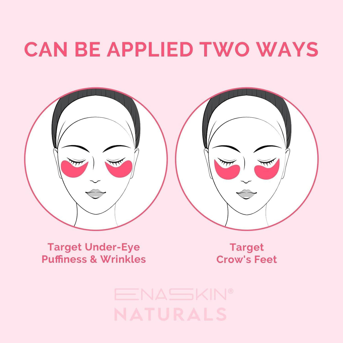 Enaskin Naturals Pink Caffeine Under Eye Patches (2-PACK / 60 Pairs) - Instant Brightening & De-puffing Gel Masks for Dark Circles & Bags