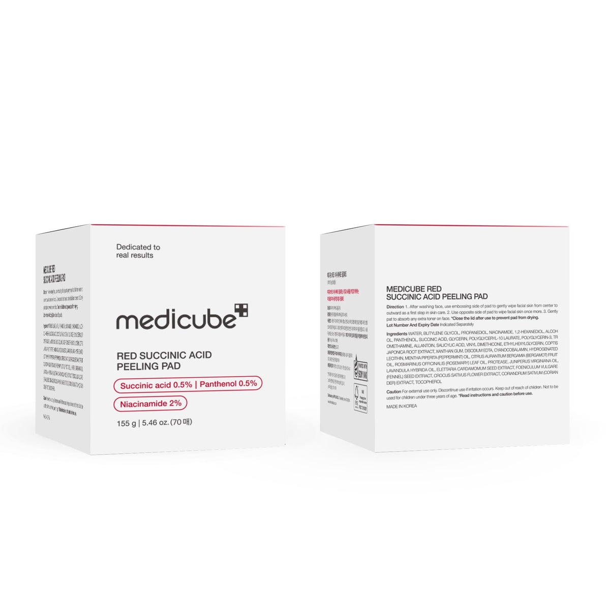 medicube Toner Pads Red Succinic Acid Panthenol Facial Peeling Pad - Exfoliating Toner Pad for Breakout-Prone Skin - Niacinamide, AHA, BHA, and Soothing Panthenol - Non-Comedogenic, 70 Pads (1 Pack)