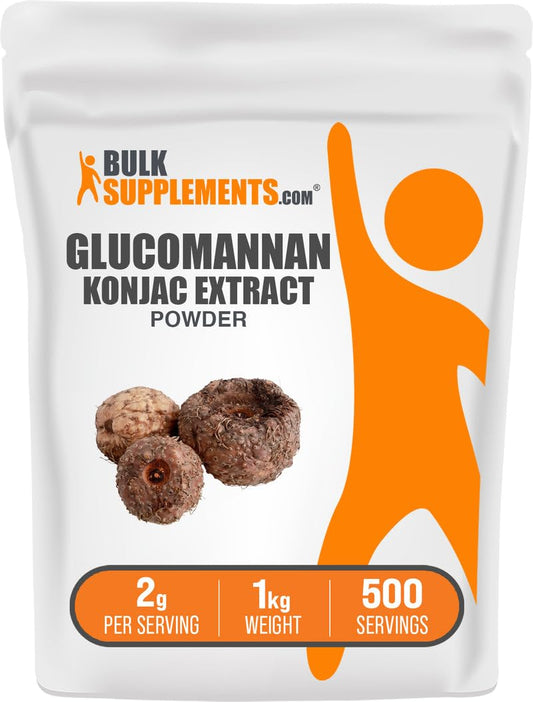 BulkSupplements.com Glucomannan Powder - from Konjac Root Extract Powder, Glucomannan Supplements - Gluten Free, 2g per Serving, 1kg (2.2 lbs) (Pack of 1)