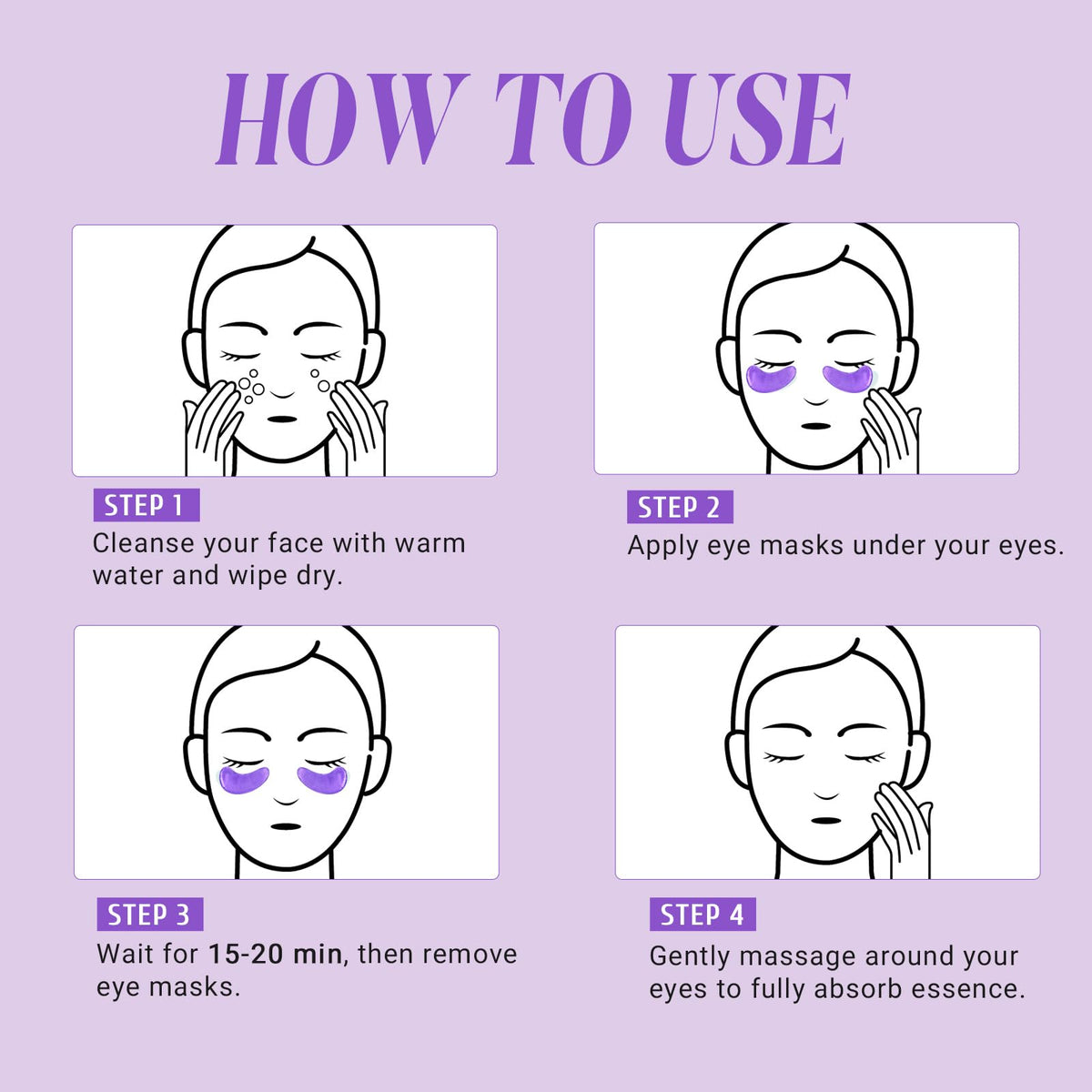 PEAUAMIE Under Eye Patches (30 Pairs) - Brightening Vitamin C & Soothing Witch Hazel Eye Mask for Dark Circles & Puffiness