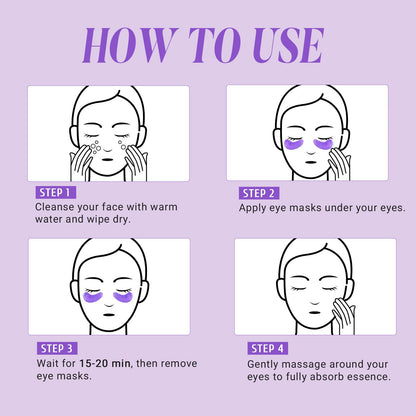 PEAUAMIE Under Eye Patches (30 Pairs) - Brightening Vitamin C & Soothing Witch Hazel Eye Mask for Dark Circles & Puffiness