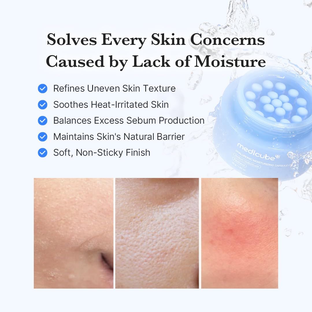 medicube Capsule Cream with Hyaluronic Acid - 120H Lasting Hydration, Barrier Care, Calming Daily Facial Moisturizer For All Skin Types - Panthenol & Ceramides - Korean Skincare, 1.94 oz