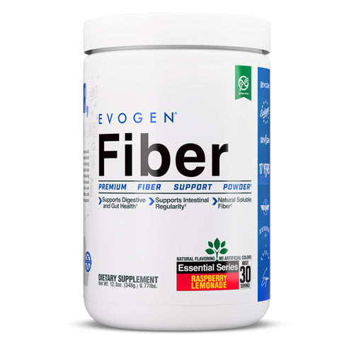 Evogen Fiber - Premium Fiber Powder Supplement - No Bloat, Constipation & Gut Health Support - Natural Raspberry Lemonade - 30 Servings