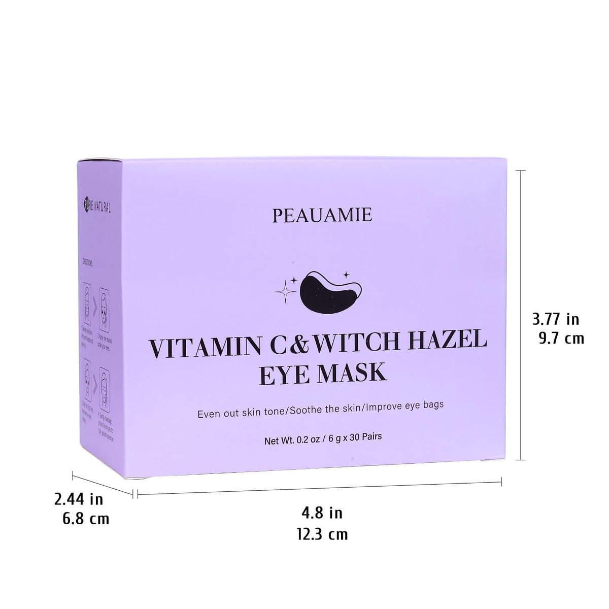 PEAUAMIE Under Eye Patches (30 Pairs) - Brightening Vitamin C & Soothing Witch Hazel Eye Mask for Dark Circles & Puffiness