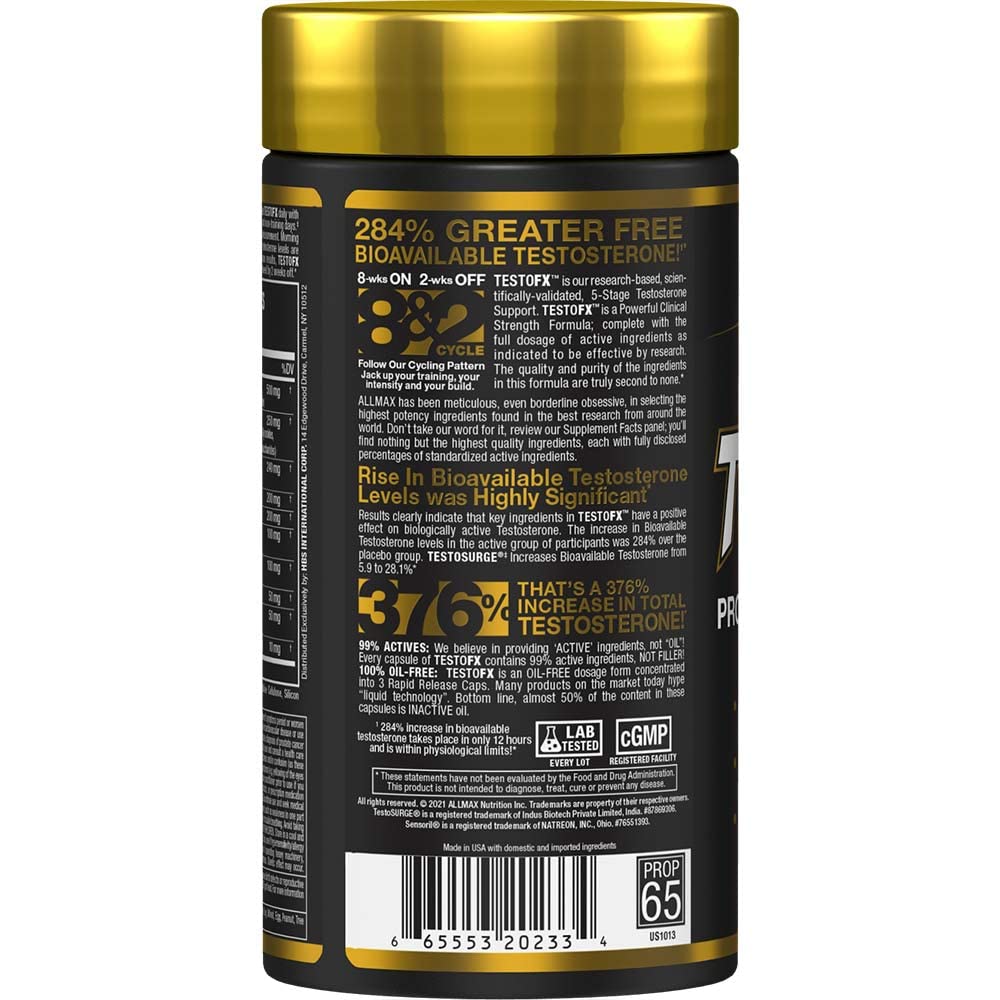 ALLMAX Nutrition TESTOFX Xtreme Testosterone Booster for Men - Tribulus, Ashwagandha & Tongkat Ali - Strength, Energy & Vitality Support (90 Capsules)