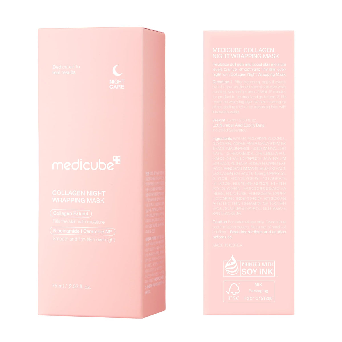 medicube Wrapping Mask Collagen Overnight Peel Off Facial Mask - Elasticity & Hydration Care, Reduces Sagging & Dullness - Hydrolyzed Collagen For Glowing Skin - Korean Skin Care, 2.53 fl.oz