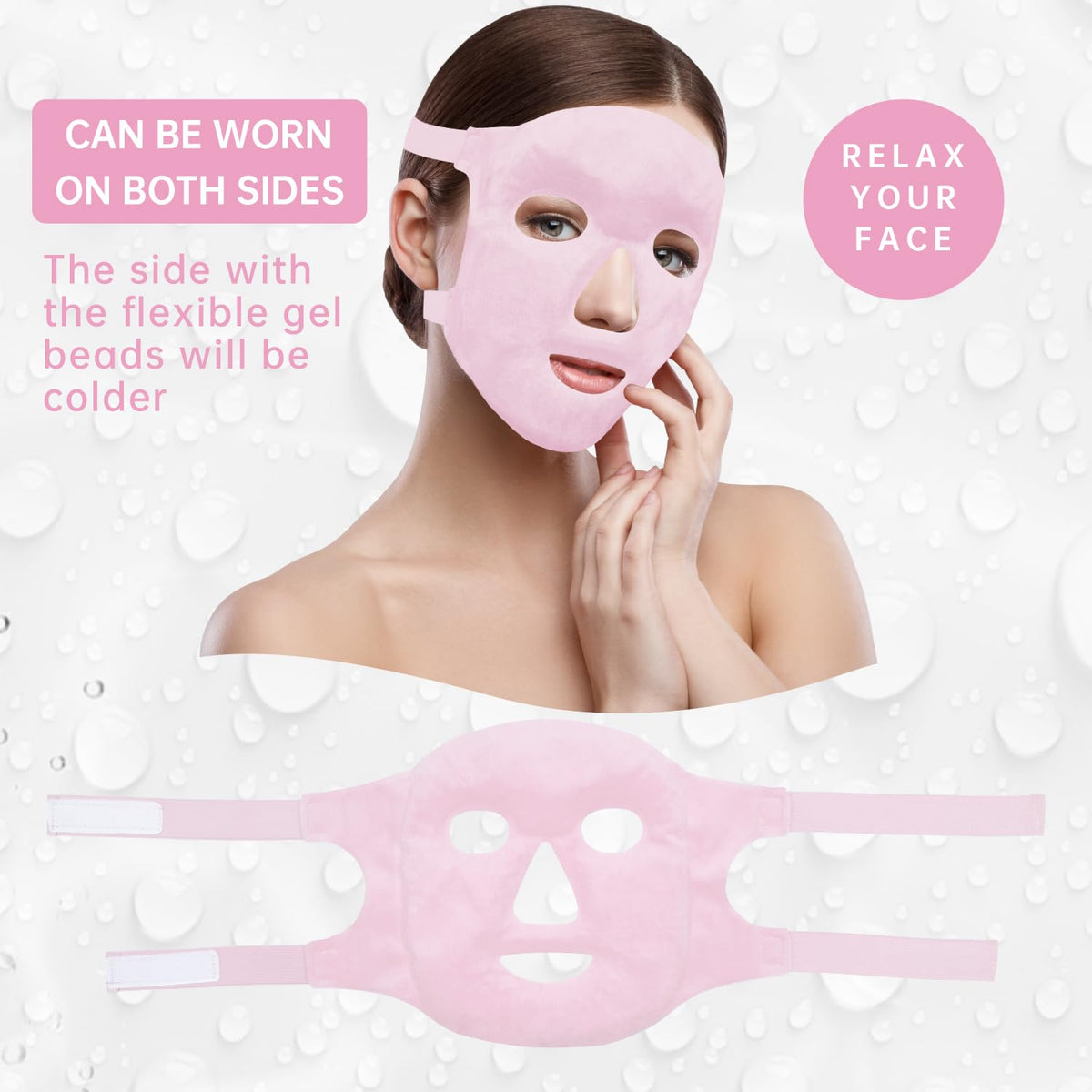 ZNÖCUETÖD Full Face Ice Mask - Gel Hot & Cold Compress for Post-Surgery Recovery, Dental Work, Swelling, Migraines & Dark Circles