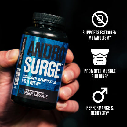 Jacked Factory Androsurge Estrogen Blocker for Men - Tongkat Ali, DIM & Long Jack Testosterone Support Supplement - Muscle & Performance Booster (60 Count)