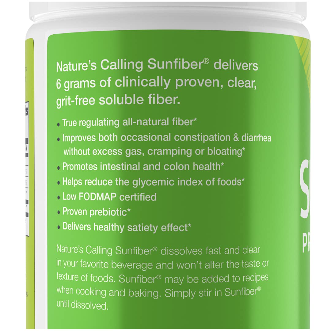 NATURE'S CALLING All-Natural Fiber Supplement - Gentle - Non-GMO - Low-FODMAP - Sunfiber - Prebiotic, 30 Servings (7.4 oz)