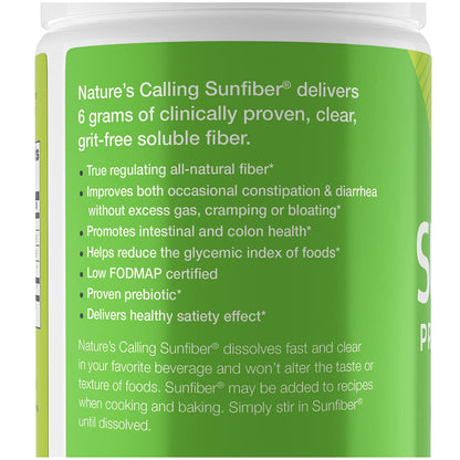 NATURE'S CALLING All-Natural Fiber Supplement - Gentle - Non-GMO - Low-FODMAP - Sunfiber - Prebiotic, 30 Servings (7.4 oz)