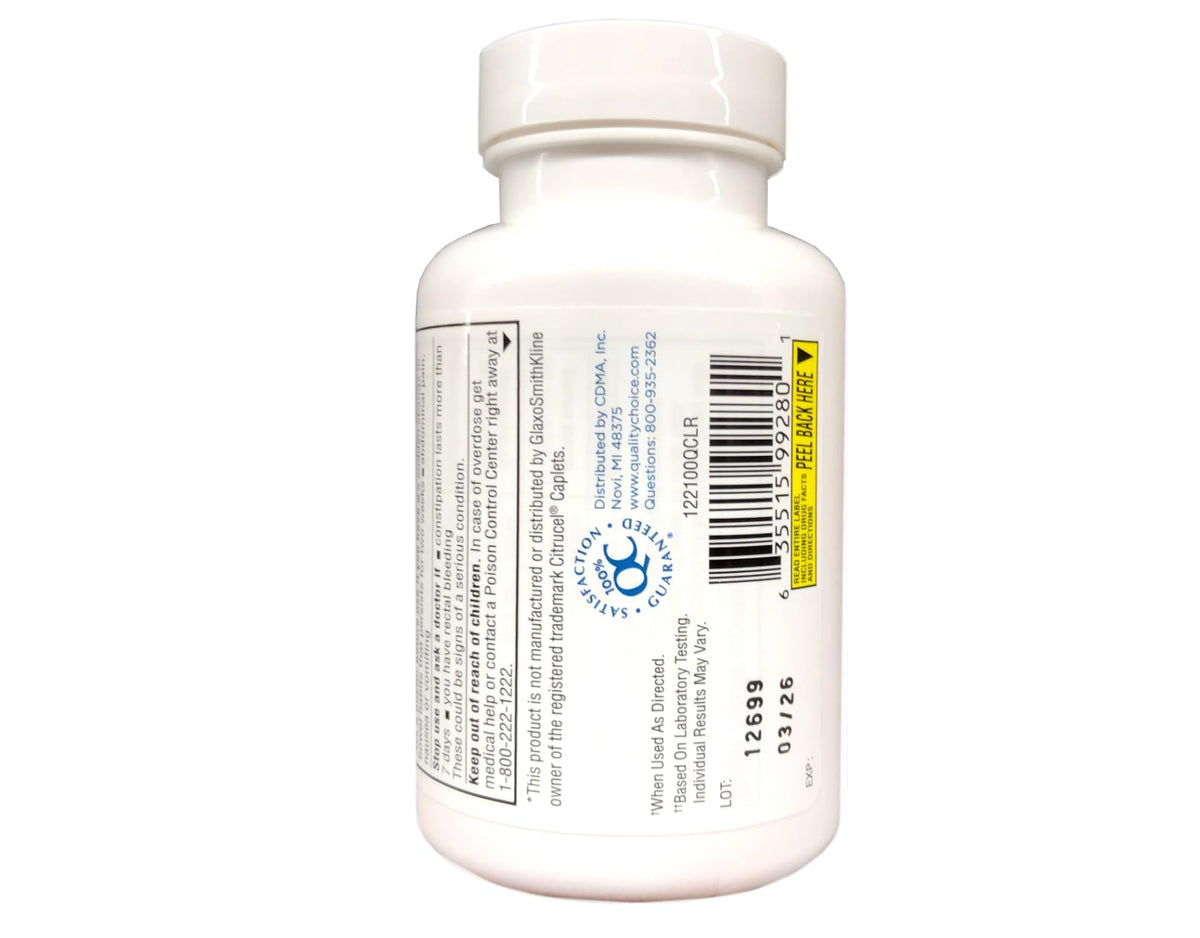 Quality Choice Fiber Therapy Caplets, 100 Count Gentle Fiber Laxative with Methylcellulose for Constipation Relief, Regularity Support, Gluten-Free, Non-Allergenic, Gentle & Effective