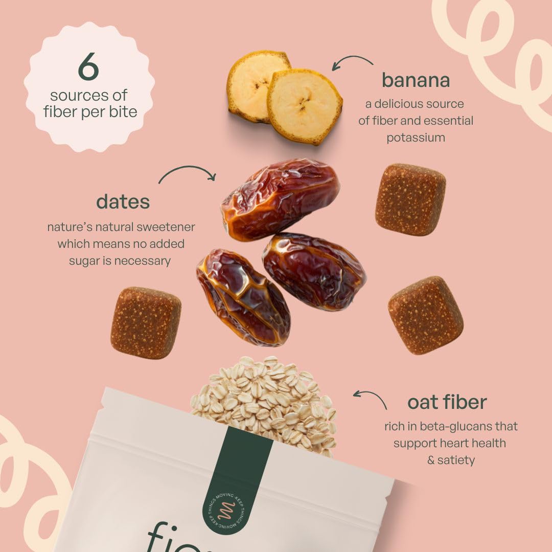 Fiome Fiber Bites - 5g Daily Fiber Supplement - Supports Regularity, Digestion and Gut Health - All Natural Ingredients, 30 Servings, Banana Cinnamon Flavor