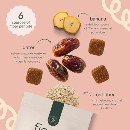 Fiome Fiber Bites - 5g Daily Fiber Supplement - Supports Regularity, Digestion and Gut Health - All Natural Ingredients, 30 Servings, Banana Cinnamon Flavor