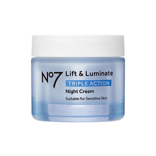 No7 Lift & Luminate Triple Action Night Cream - Anti-Wrinkle, Collagen Peptide Moisturizer with Skin Firming Hyaluronic Acid & Hibiscus - Helps Even Skin Tone for a Radiant Complexion (1.7 Fl Oz)