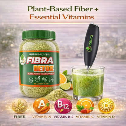 BE Fibra–Premium Daily Fiber Supplement–10.5oz Drink Mix–Rich in Antioxidants & Vitamins A, B12,C & D, Supports Digestive Health & Detox,Plant-Based, Vegan, Non-GMO,Includes Drink Mixer by BexpertsUSA