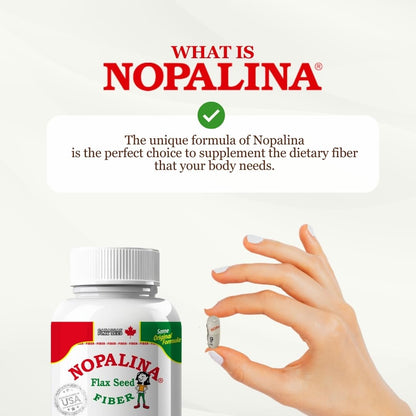Nopalina Fiber Formula - 120 Capsules - Flax Seed, Psyllium, Oat and Wheat Bran, Omega 3, 6 & 9 - Gut Health & Regularity - The Original