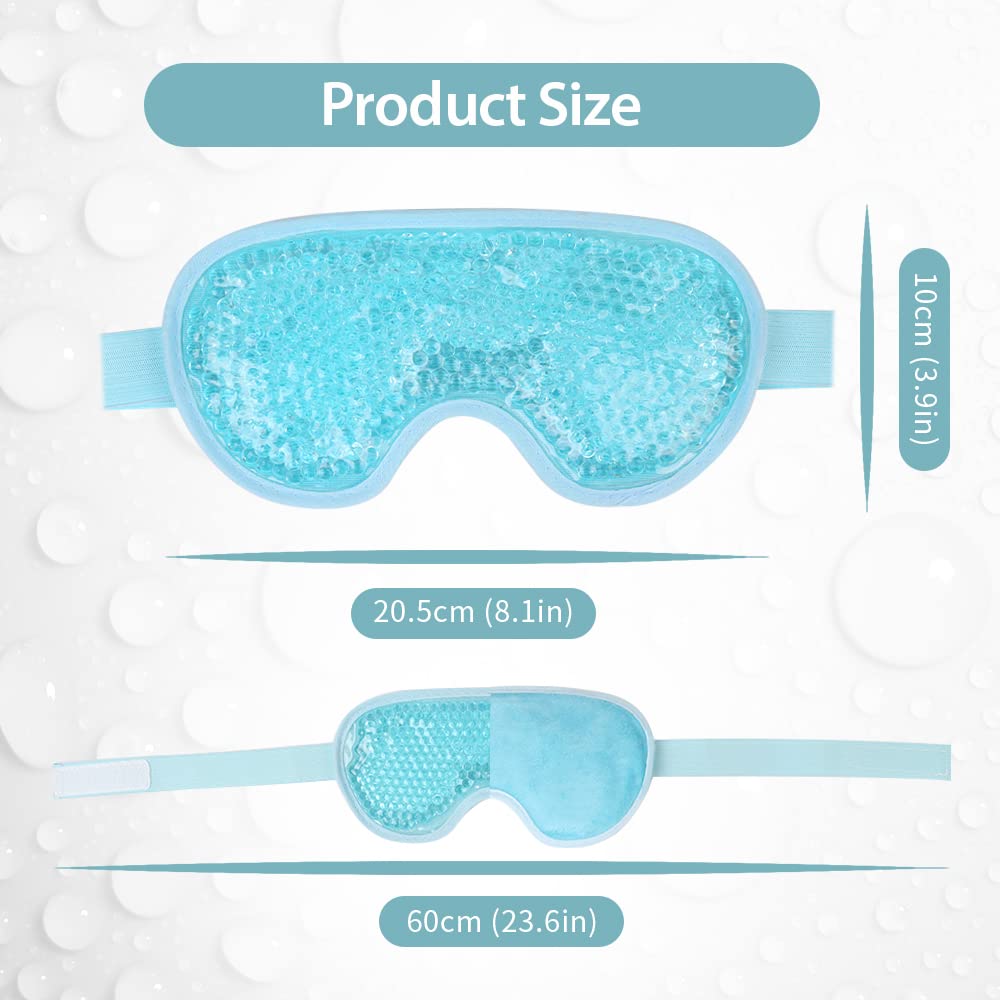 NEWGO Cooling Eye Mask Cold Ice Pack - Puffy Eyes, Dark Circles, Headache & Stress Relief (Blue 2 Pack)