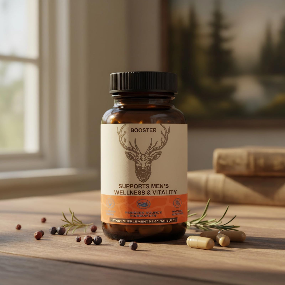 Men’s Vitality Supplement Arctic Herbal & Reindeer Nutrient Blend - Energy, Endurance & Wellness Support - 60 Capsules