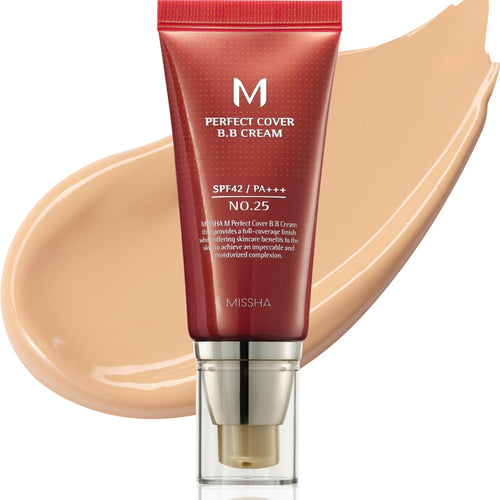 MISSHA M Perfect Cover BB Cream No.25 Warm Beige - Medium with Warm Undertone SPF 42 PA +++ 1.69 Fl Oz - Tinted Moisturizer for face with SPF