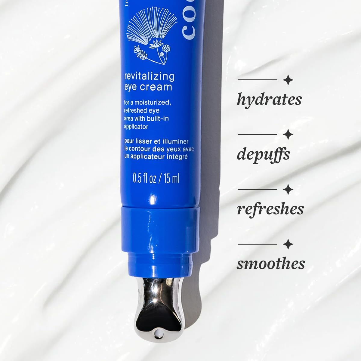 Cocokind Revitalizing Eye Cream - Hydrating & Depuffing Eye Cream with Cooling Metal Applicator for Fine Lines & Wrinkles (0.5 fl oz, 3 Pack)