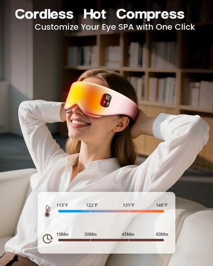 Anydance Cordless Heated Eye Mask - Rechargeable Warm Compress for Dry Eyes & Sleep Relief (Rose Pink)