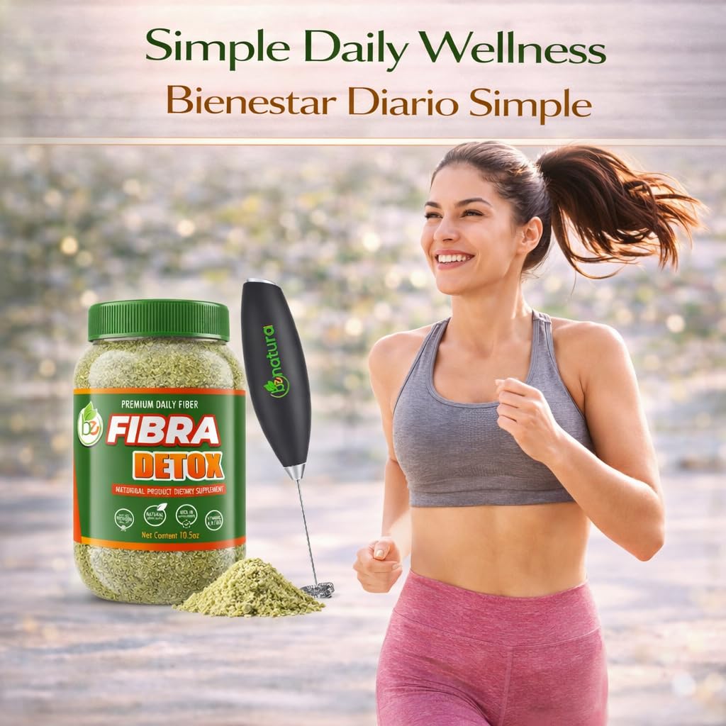 BE Fibra–Premium Daily Fiber Supplement–10.5oz Drink Mix–Rich in Antioxidants & Vitamins A, B12,C & D, Supports Digestive Health & Detox,Plant-Based, Vegan, Non-GMO,Includes Drink Mixer by BexpertsUSA