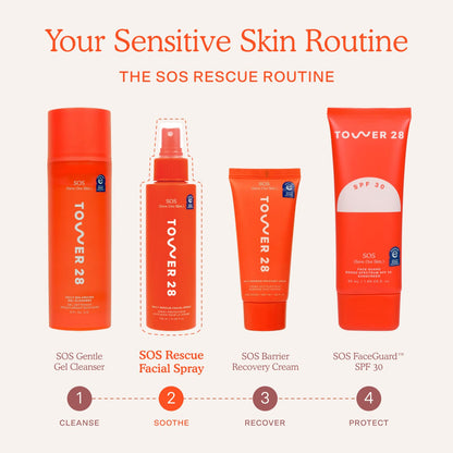 Tower 28 SOS Daily Rescue Facial Spray - Purifying Travel Size Face Toner - Everyday Skin Care Essential (1 oz)