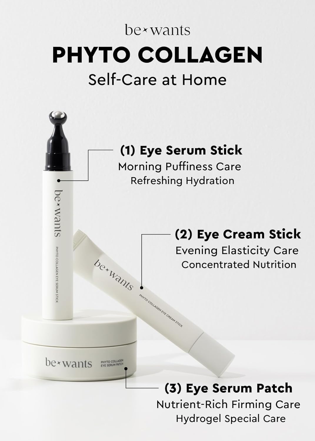 Bewants Under Eye Patches - Korean Eye Masks with Vegan Collagen & Bamboo Water for Dark Circles (60 Pcs)
