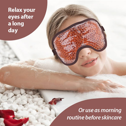 NEWGO Cooling Eye Mask - Cold Ice Pack for Puffy Eyes, Dark Circles, Headache & Stress Relief (Brown)