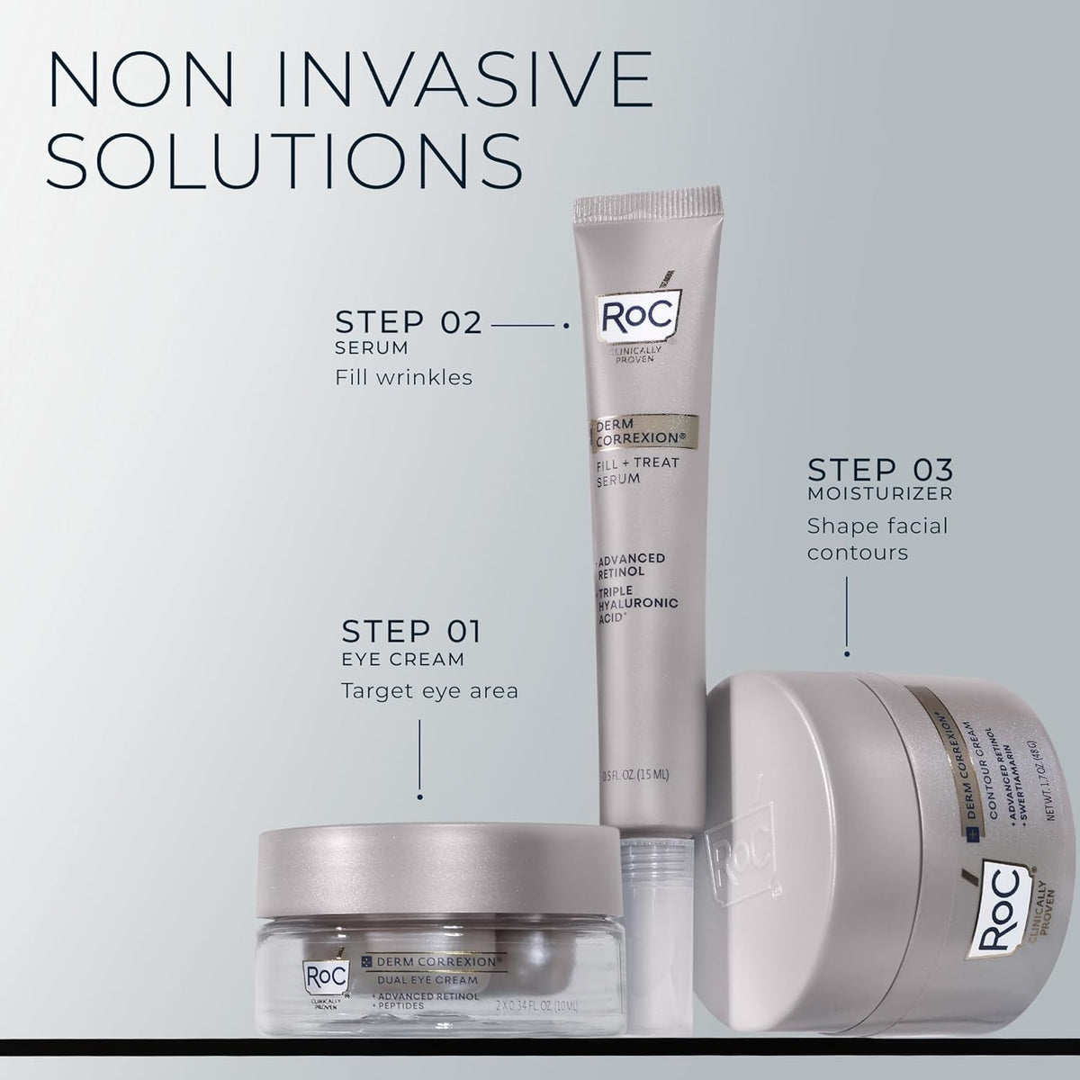RoC Derm Correxion Dual Eye Cream (0.68 oz) with Advanced Retinol & Peptides - 2-in-1 Treatment for Eye Lifting & Wrinkle Smoothing - Bonus Retinol Packette