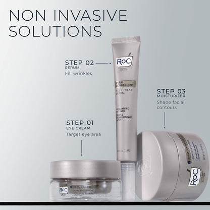 RoC Derm Correxion Dual Eye Cream (0.68 oz) with Advanced Retinol & Peptides - 2-in-1 Treatment for Eye Lifting & Wrinkle Smoothing - Bonus Retinol Packette