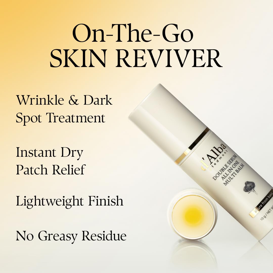 d'Alba Piedmont White Truffle Double Serum Multi Balm - 3-in-1 Vegan Stick for Wrinkles, Brightening & Eye Care