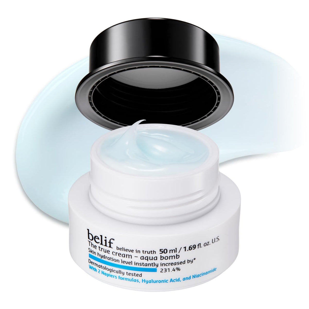 belif Aqua Bomb - Daily Niacinamide Hydrating Moisturizer, Lightweight Plumping Facial Cream with Hyaluronic Acid & Squalane, Cooling Effect, Anti-Aging, Korean Skincare, 1.68 fl oz (50ml)