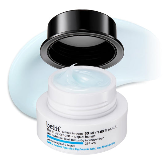 belif Aqua Bomb - Daily Niacinamide Hydrating Moisturizer, Lightweight Plumping Facial Cream with Hyaluronic Acid & Squalane, Cooling Effect, Anti-Aging, Korean Skincare, 1.68 fl oz (50ml)