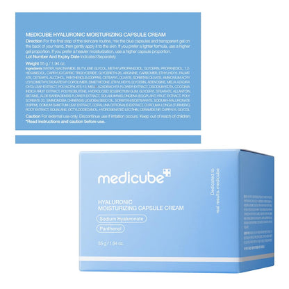 medicube Capsule Cream with Hyaluronic Acid - 120H Lasting Hydration, Barrier Care, Calming Daily Facial Moisturizer For All Skin Types - Panthenol & Ceramides - Korean Skincare, 1.94 oz
