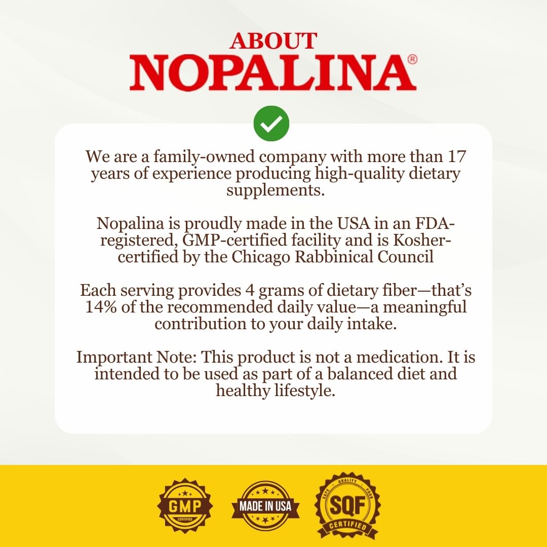 Nopalina Fiber Formula - 120 Capsules - Flax Seed, Psyllium, Oat and Wheat Bran, Omega 3, 6 & 9 - Gut Health & Regularity - The Original