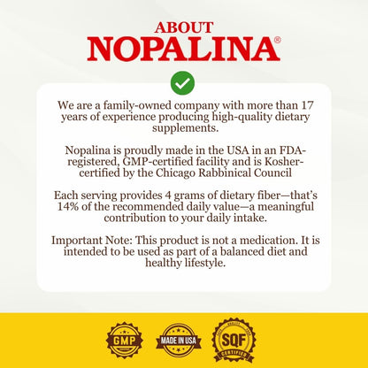 Nopalina Fiber Formula - 120 Capsules - Flax Seed, Psyllium, Oat and Wheat Bran, Omega 3, 6 & 9 - Gut Health & Regularity - The Original