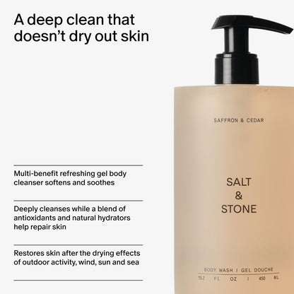 Salt & Stone Body Wash 15.2 fl oz, Antioxidant Hydrating Cleanser