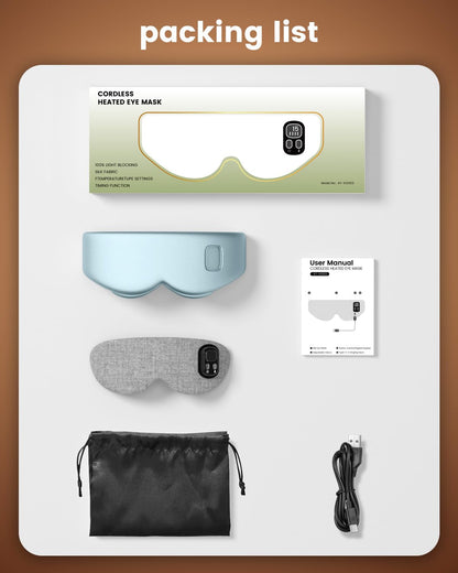 Anydance Cordless Heated Eye Mask - Rechargeable Warm Compress for Dry Eyes & Sleep Relief (Teal Green)