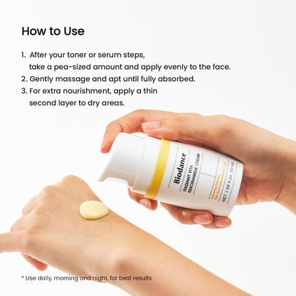 BIODANCE Radiant Vita Niacinamide Cream, Brightening, Dark Spot Correcting, Hydrating Facial Moisturizer with Vitamin C, B12, Korean Skin Care, Mothers Day Gifts - 1.69 fl.oz, 50ml