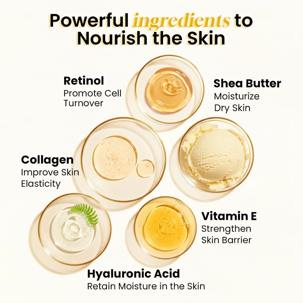 Retinol Cream for Face Anti Aging: Wrinkle Cream for Face Neck with Collagen Hyaluronic Acid - Night Moisturizer for Men Women - Facial Skin Care Gift for Mom Dad Sister (2 Packs)