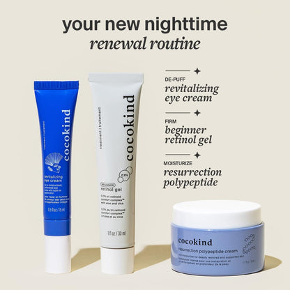 Cocokind Revitalizing Eye Cream - Hydrating & Depuffing Eye Cream with Cooling Metal Applicator for Fine Lines & Wrinkles (0.5 fl oz, 3 Pack)
