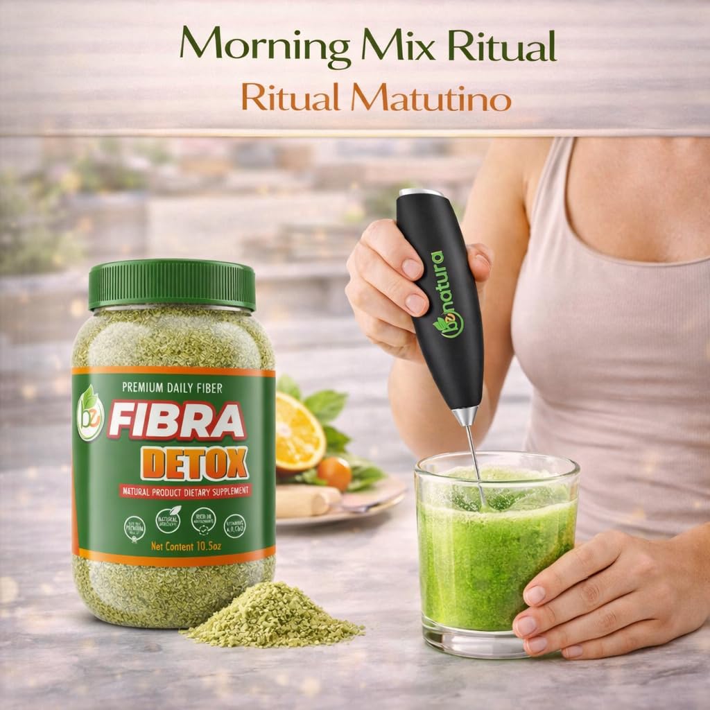 BE Fibra–Premium Daily Fiber Supplement–10.5oz Drink Mix–Rich in Antioxidants & Vitamins A, B12,C & D, Supports Digestive Health & Detox,Plant-Based, Vegan, Non-GMO,Includes Drink Mixer by BexpertsUSA
