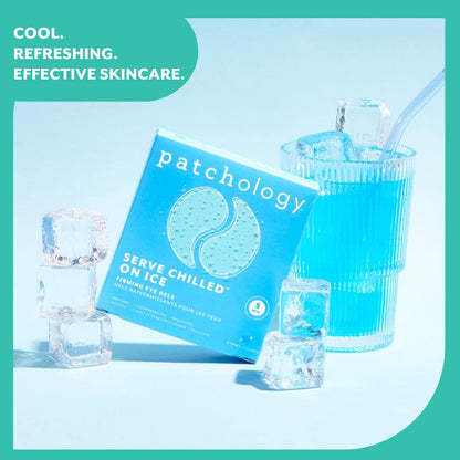 Patchology Iced Cooling Under Eye Mask Patches - Peptides, Cloudberry Oil & Bakuchiol - Firming Hydrating Eye Gels for Fine Lines, Puffiness & Dark Circles - 5 Pairs