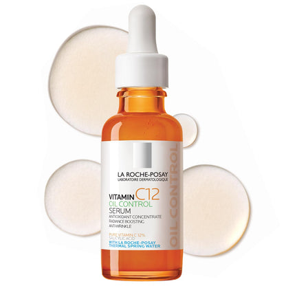 La Roche-Posay Pure 12% Vitamin C Oil Control Serum For Face With Hyaluronic Acid & Salicylic Acid, Hydrating Face Serum for Oily & Combination Skin, Boost Radiance & Reduce Wrinkles